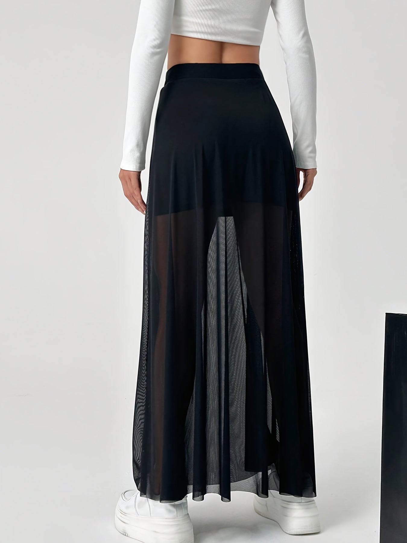 Damen Maxirock mit Mesh-Look und ausgestelltem Schnitt – Moderner Urlaubsstil