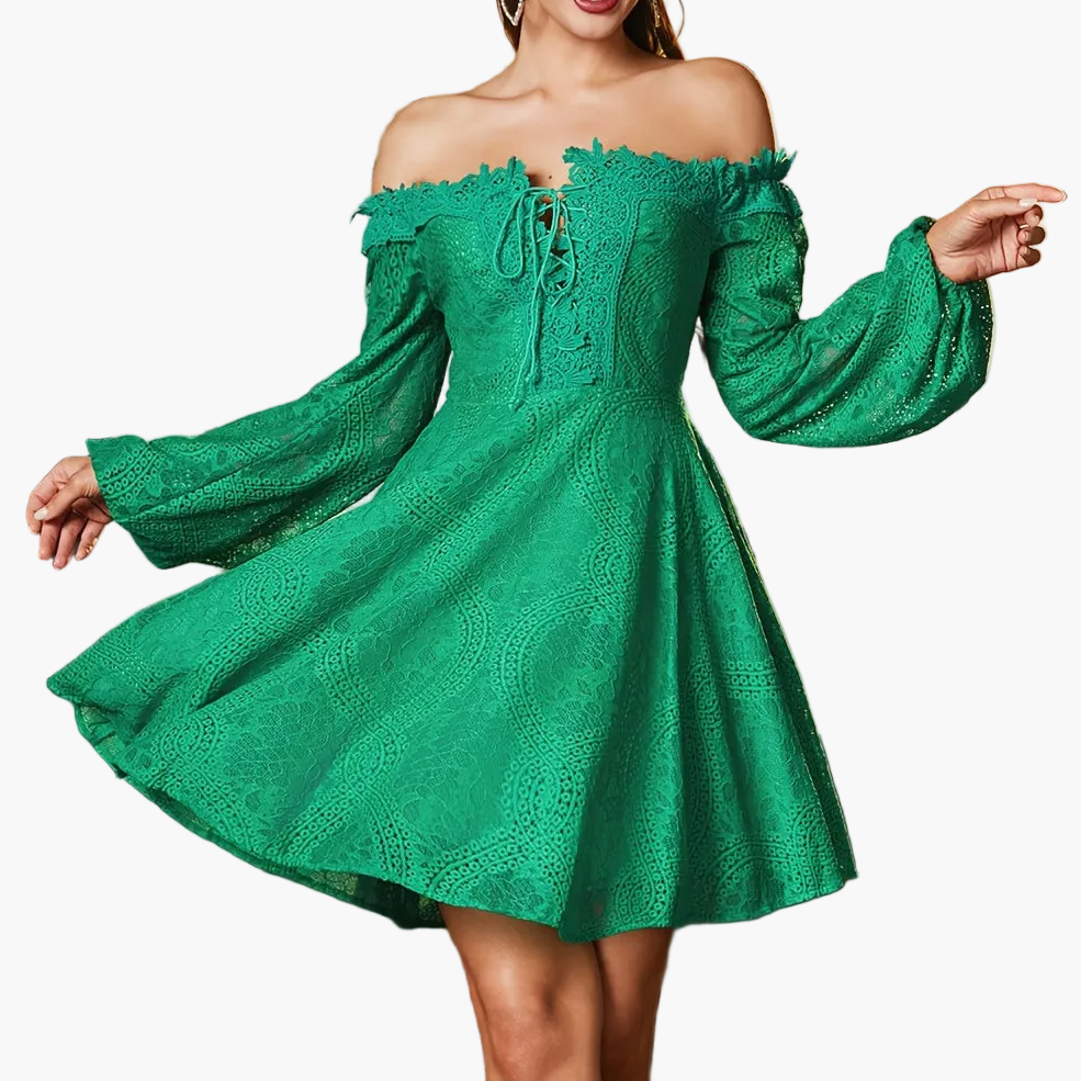 Damen Off-Shoulder Spitzenkleid Elegant für besondere Anlässe