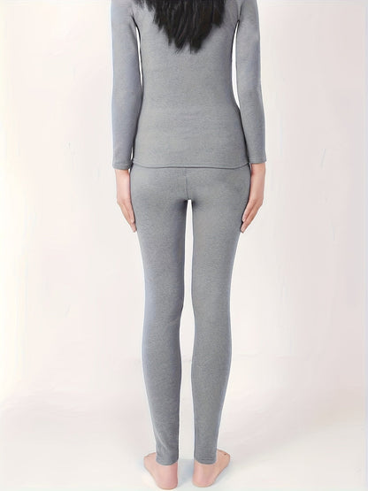 Damen Thermo-Unterwäsche Set Langarmshirt Rollkragen & Leggings gefüttert