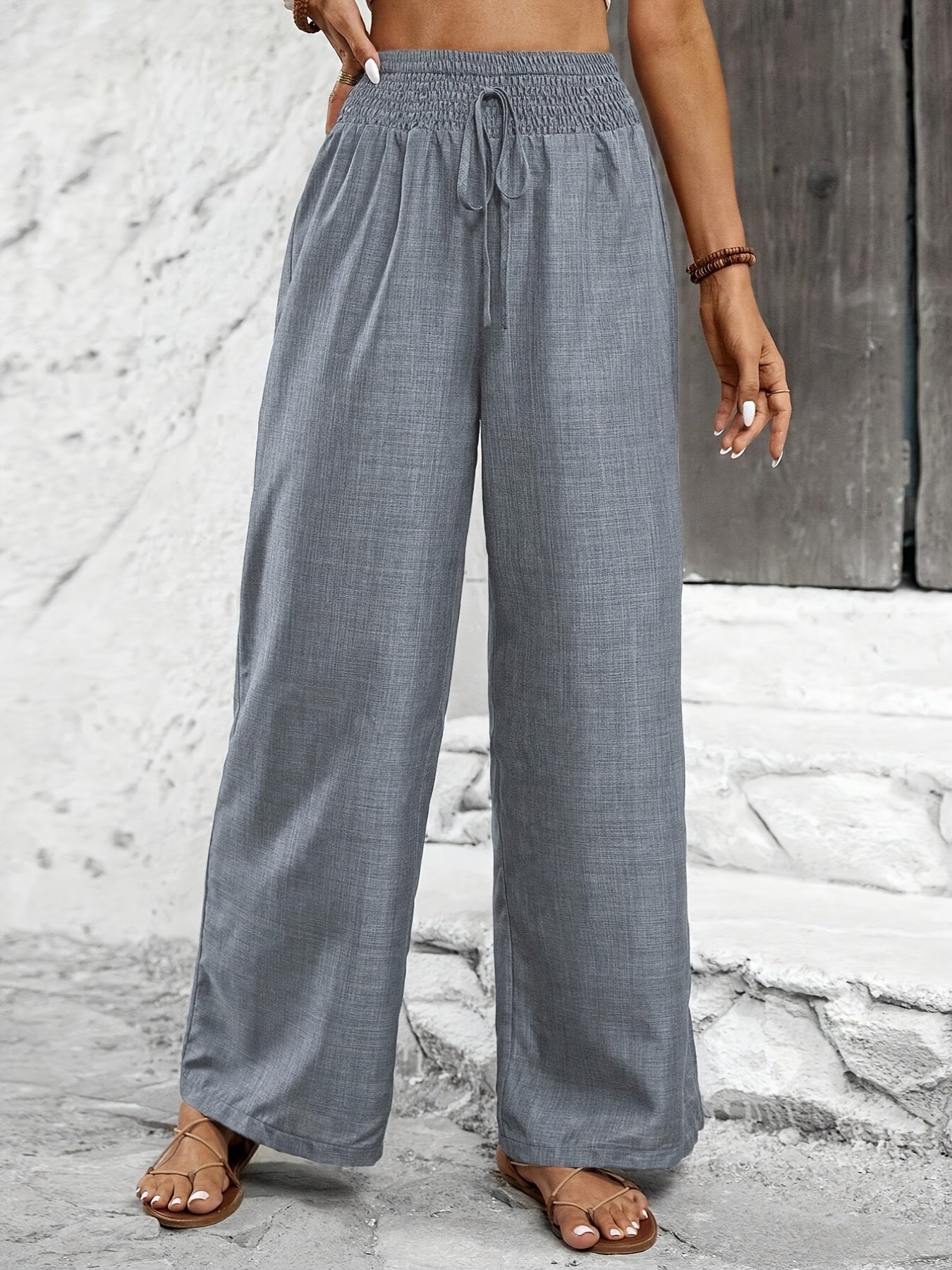 Damen Weite Freizeithose mit Elastikbund – Eleganter Stil für Alltag und Urlaub