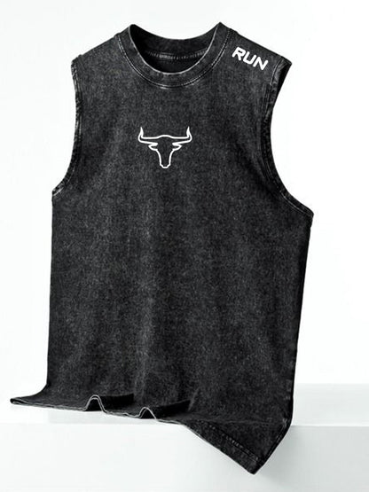 Herren Streetstyle ärmelloses Tanktop mit vertikalem Print – Urban Look für Freizeit & Fitness