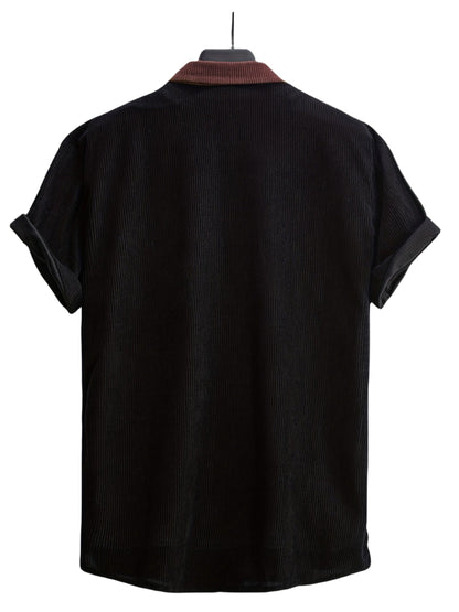 Herren Kurzarm Hemd im modernen Split-Panel Design – Lässiges Button-Down für Freizeit und Alltag