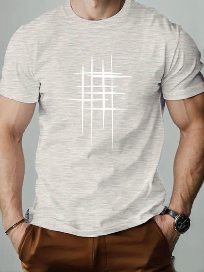 Herren T-Shirt mit modernem abstraktem Linien-Print – Casual Style für Alltag & Freizeit