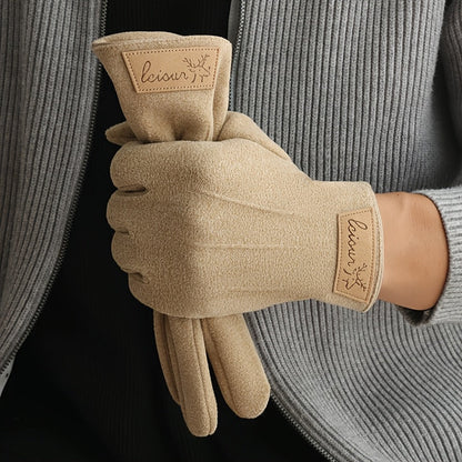 Unisex Winterhandschuhe, weich, warm, mit Ziernähten und Logo-Patch