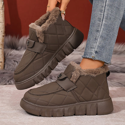 Damen Winterstiefeletten Schwarz Gesteppt mit Plüschfutter