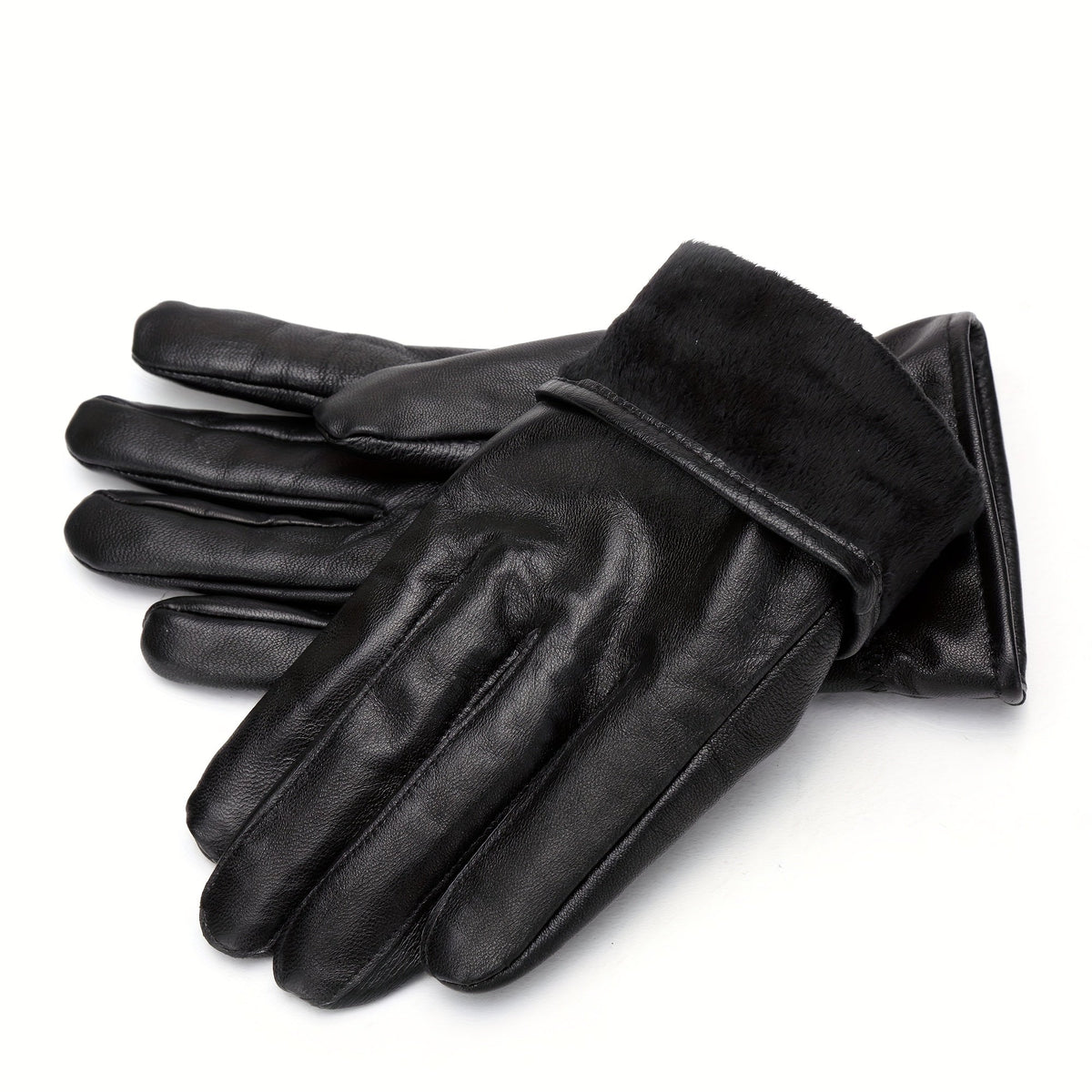 Schwarze Handschuhe Klassisch mit Gummizug am Handgelenk