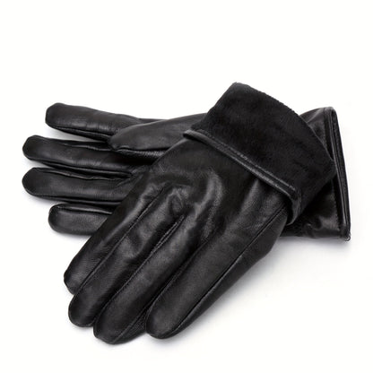 Schwarze Handschuhe Klassisch mit Gummizug am Handgelenk