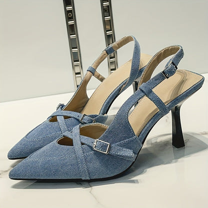 Damen Slingback Pumps mit Absatz und Riemendetails – Elegante Spitzenschuhe für Büro und Freizeit