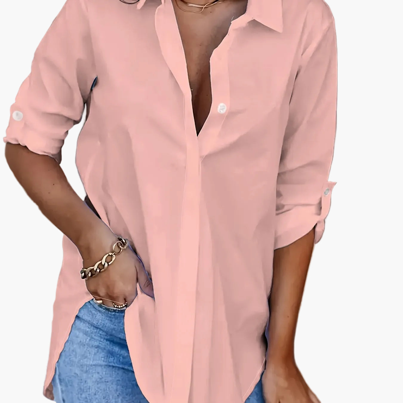 Damen Langarm Bluse im lässigen Hemdblusen-Stil – Perfekt für Alltag und Büro
