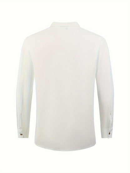 Herren Stehkragen Hemd Modern Vintage Stil Freizeit Business