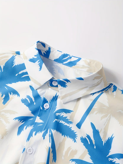 Herren Strandhemd Set – Lässiges Palmenmuster für Sommer und Urlaub
