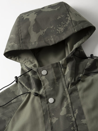Herren Tarnmuster Jacke mit Kapuze – Grün Camouflage