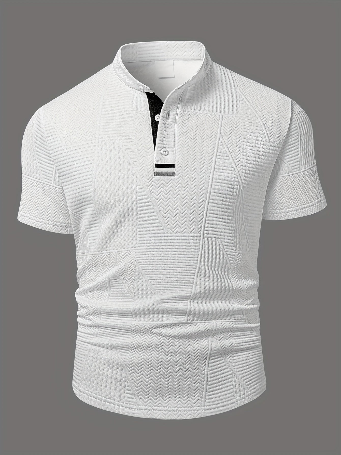 Herren Struktur Henley Shirt – Stilvolles Gewebtes Poloshirt für Freizeit und Business