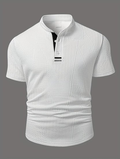 Herren Struktur Henley Shirt – Stilvolles Gewebtes Poloshirt für Freizeit und Business