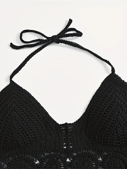 Damen Boho Häkel-Bralette Haltertop für Festivals und Strand