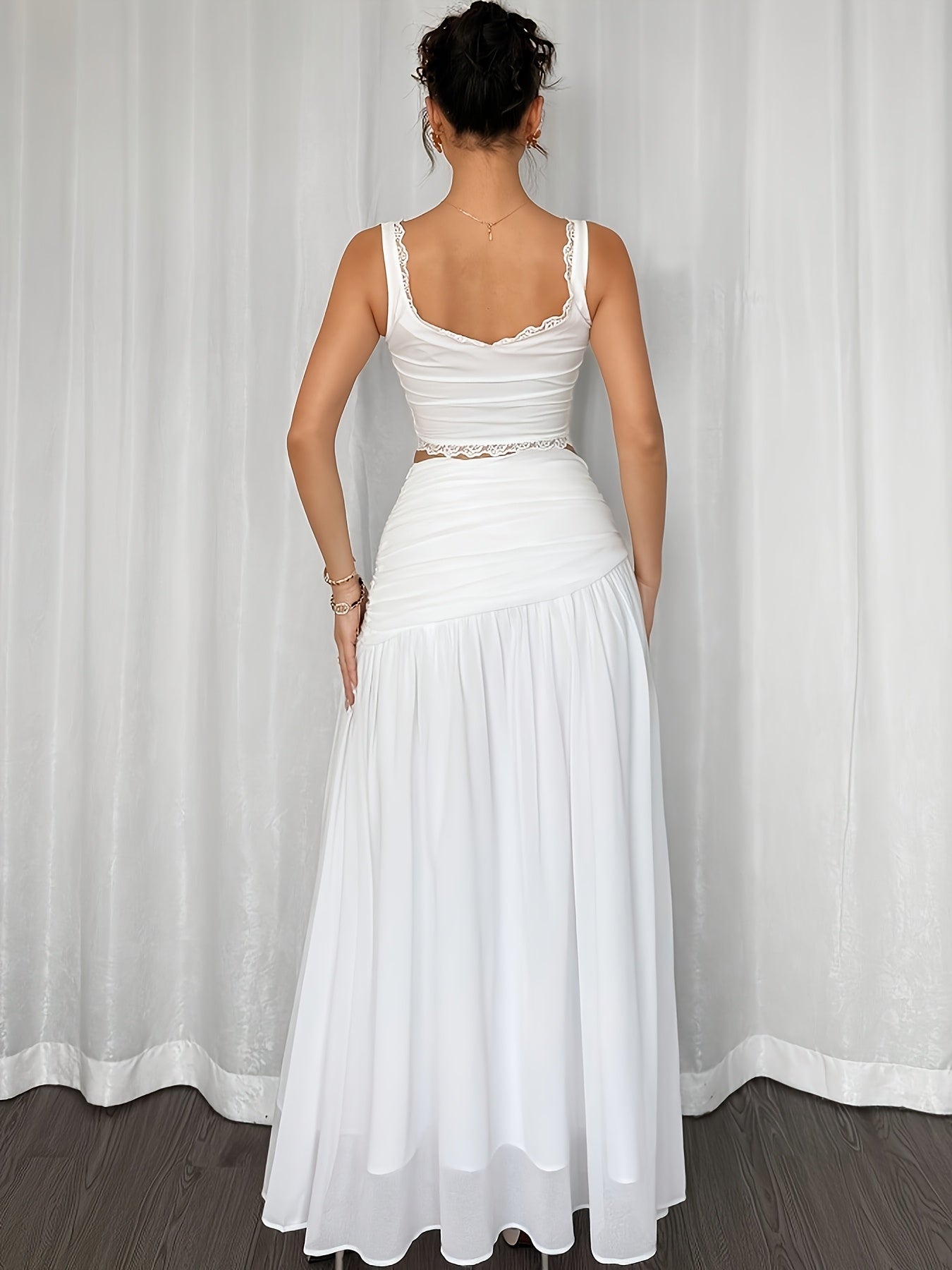 Damen Eleganter Maxirock mit Drapierung – Stilvoller Beach-Look für Urlaub & Sommerabende