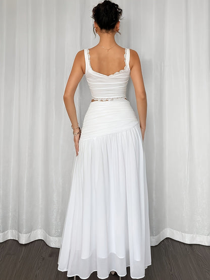 Damen Eleganter Maxirock mit Drapierung – Stilvoller Beach-Look für Urlaub & Sommerabende