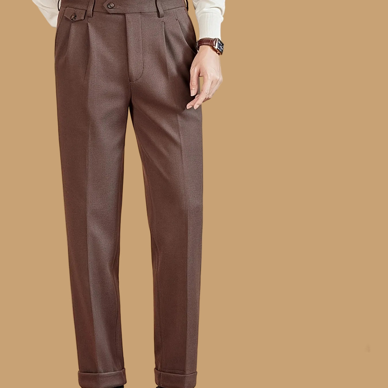 Herren Freizeithose mit Bundfalten – gefütterte Stoffhose