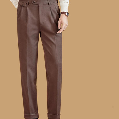 Herren Freizeithose mit Bundfalten – gefütterte Stoffhose