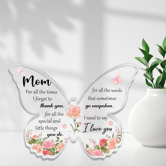 Schmetterling Acryl Deko – Muttertagsgeschenk für Frauen – Emotionale Tischdekoration mit Spruch für Mama