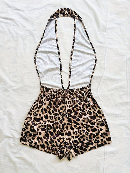 Damen Jumpsuit mit tiefem Ausschnitt und Animal-Print – Modischer Einteiler für Strand, Urlaub & Sommerpartys