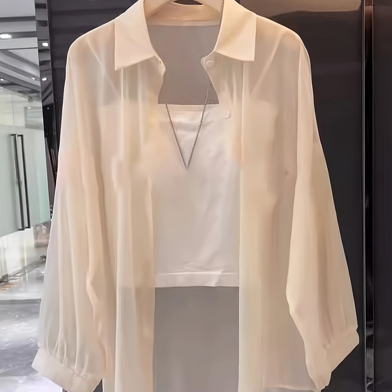 Damen Elegantes Lagenlook Blusenset mit Bandeau-Top – Modisches Zweiteiler-Outfit für Büro und Freizeit