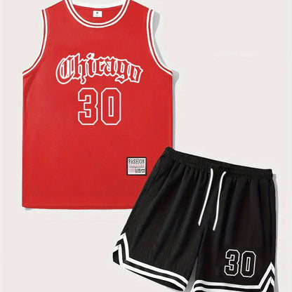 Herren Basketball Trikot Set Chicago 30 – Sportliches Tanktop und Shorts für Training und Freizeit