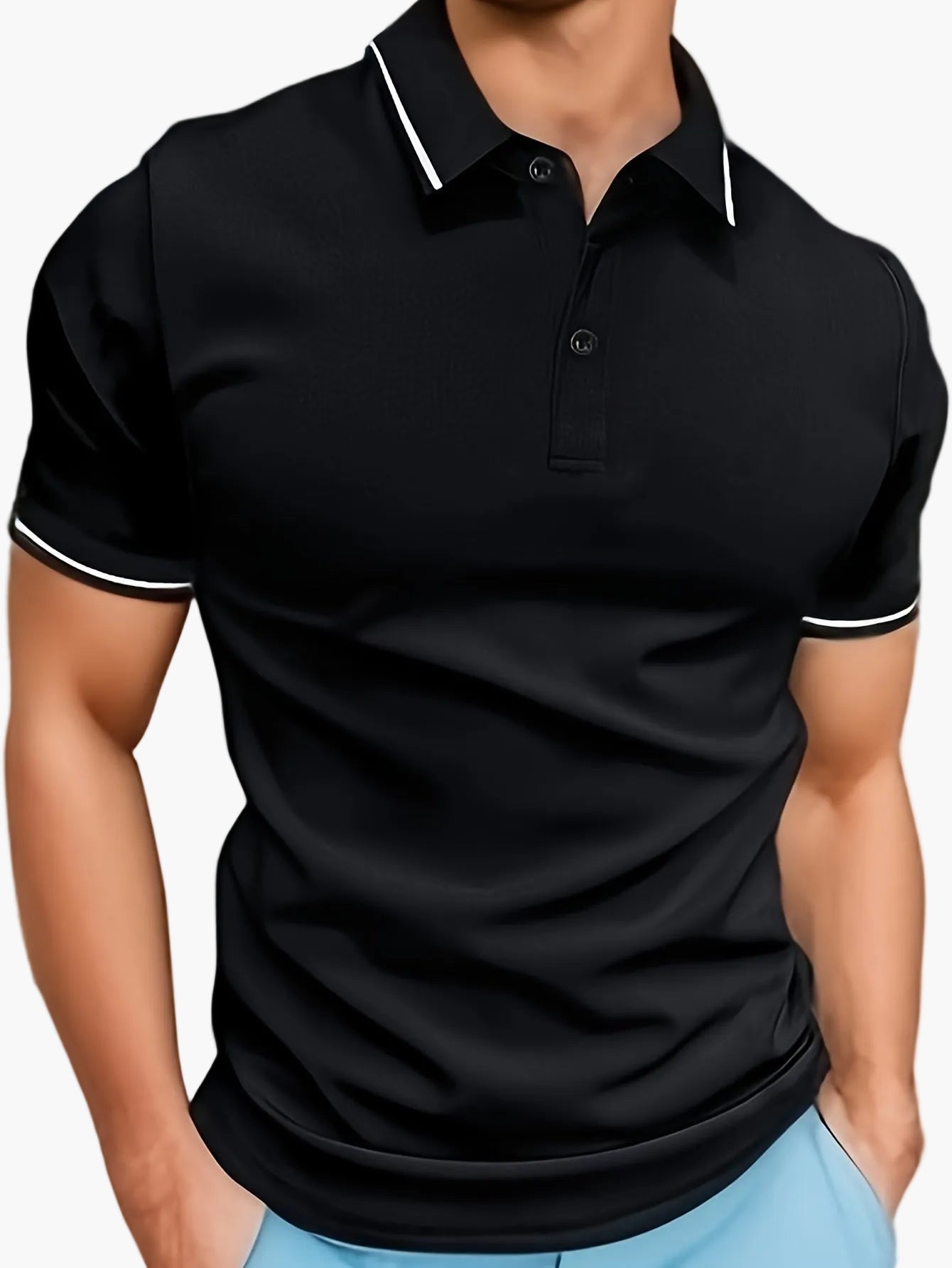 Herren Poloshirt Casual Modern mit Kontrastkragen und Knopfleiste – Stilvolles Freizeitshirt für Alltag und Sport