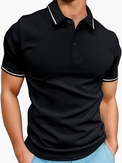 Herren Poloshirt Casual Modern mit Kontrastkragen und Knopfleiste – Stilvolles Freizeitshirt für Alltag und Sport