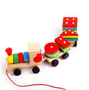 Holz Lernspielzeug Zug für Kinder – Stapelbares Sortierspiel ab 1 Jahr