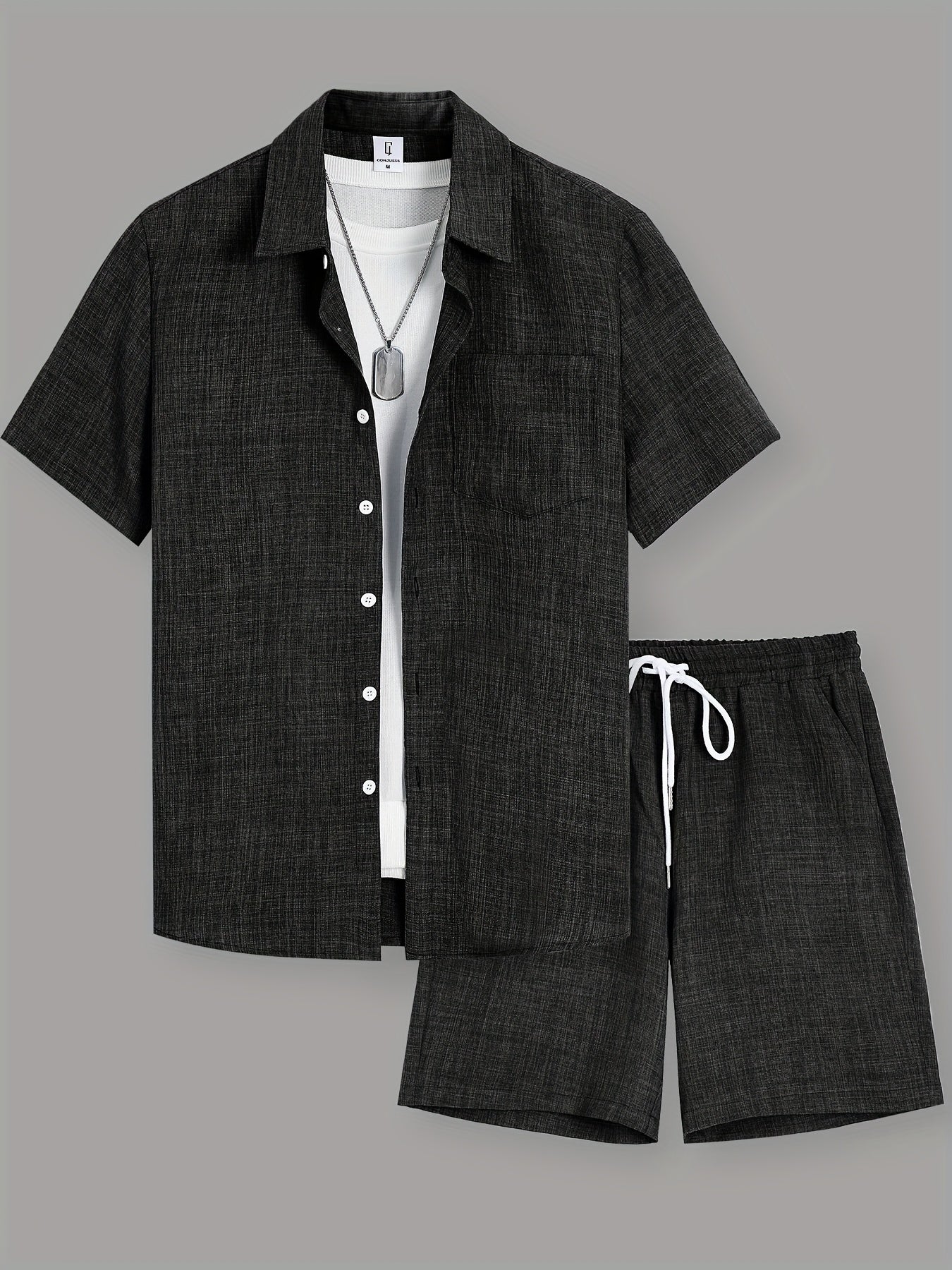 Herren Sommer Freizeit Set – Kurzarm Hemd & Shorts, Modernes 2-teiliges Outfit für Alltag und Urlaub