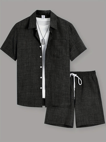 Herren Sommer Freizeit Set – Kurzarm Hemd & Shorts, Modernes 2-teiliges Outfit für Alltag und Urlaub
