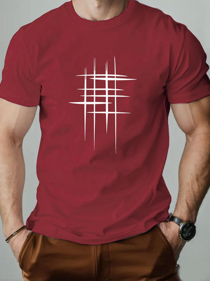 Herren T-Shirt mit modernem abstraktem Linien-Print – Casual Style für Alltag & Freizeit