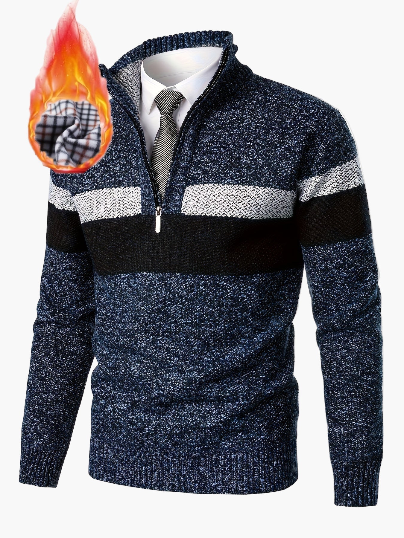 Herren Strickpullover mit Stehkragen und Reißverschluss – Eleganter Freizeit Look für Herbst & Winter