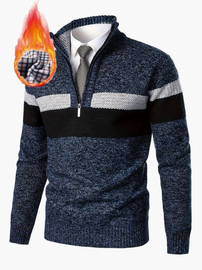 Herren Strickpullover mit Stehkragen und Reißverschluss – Eleganter Freizeit Look für Herbst & Winter