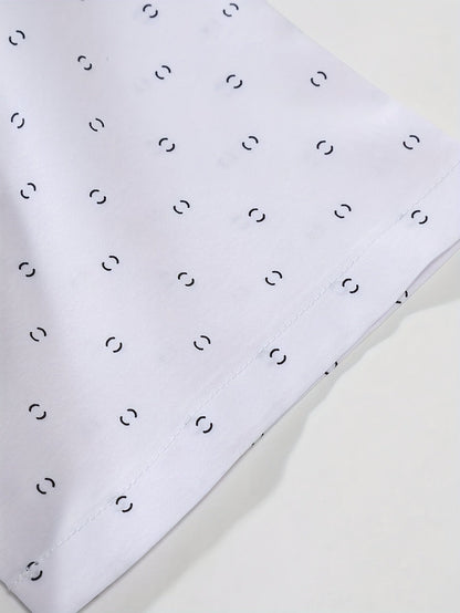 Herren Kurzarm Business-Freizeithemd mit modernem Minimal-Print – Stilvoll für Büro & Alltag