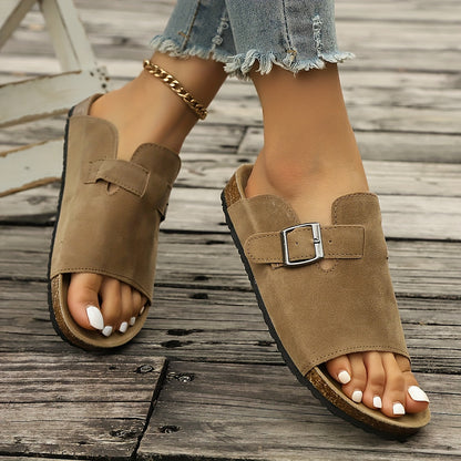 Damen Sandalen mit Schnalle und Riemen – Bequeme Slip-On Sommerschuhe für Freizeit und Alltag