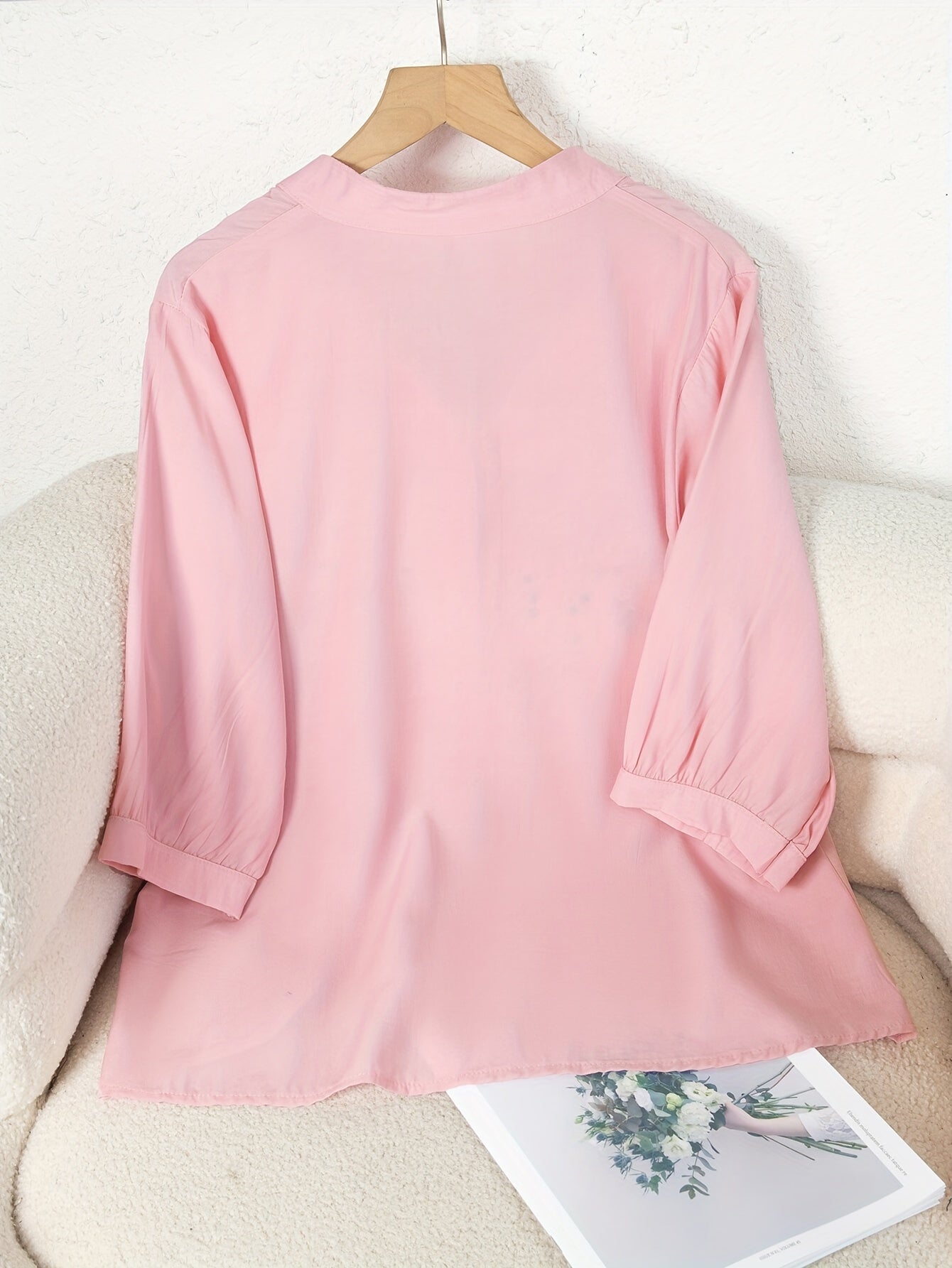 Damen Bluse Elegant Bestickt Locker Freizeit Büro Chic