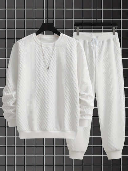 Herren Freizeitanzug mit Rautenmuster, Langarm Sweatshirt und Jogginghose