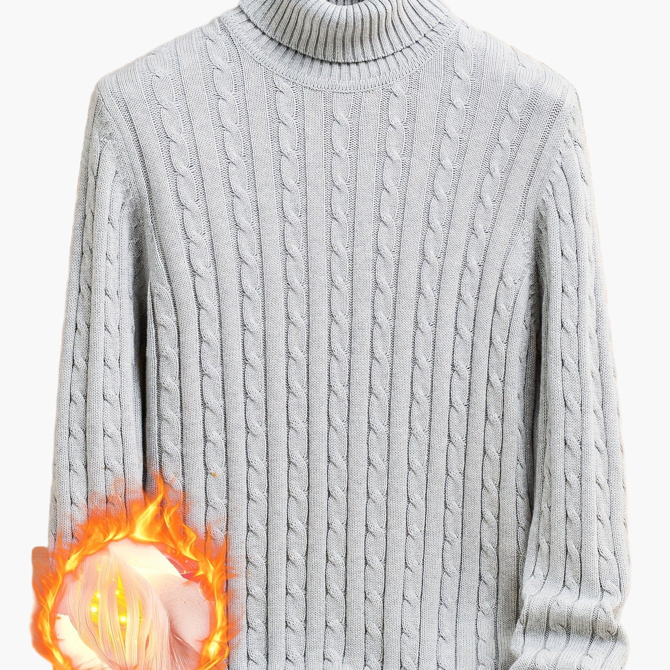 Herren Strickpullover mit Zopfmuster – Rollkragen, stilvoll & bequem, ideal für Freizeit und Alltag