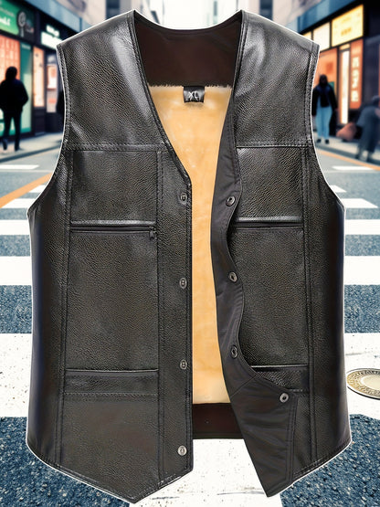 Herren Weste Schwarz mit Futter und Taschen