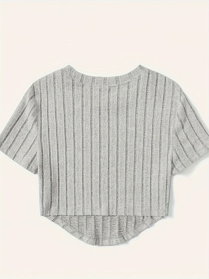 Damen Kurzarm-Ripptop im Casual-Look – Perfekt für Freizeit und Alltag