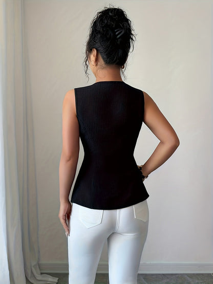 Damen Elegante Ärmellose Weste mit Knopfleiste – Perfekt für Büro und Freizeit