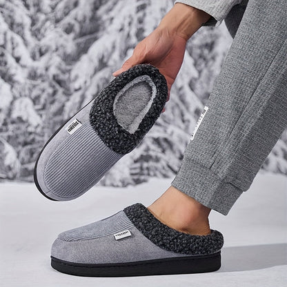 Unisex Winterhausschuhe gerippt mit weichem Futter Grau