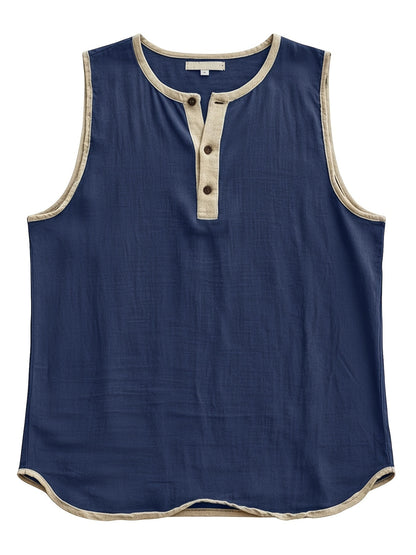 Herren ärmelloses Henley-Shirt Freizeit Top für vielseitige Outfits