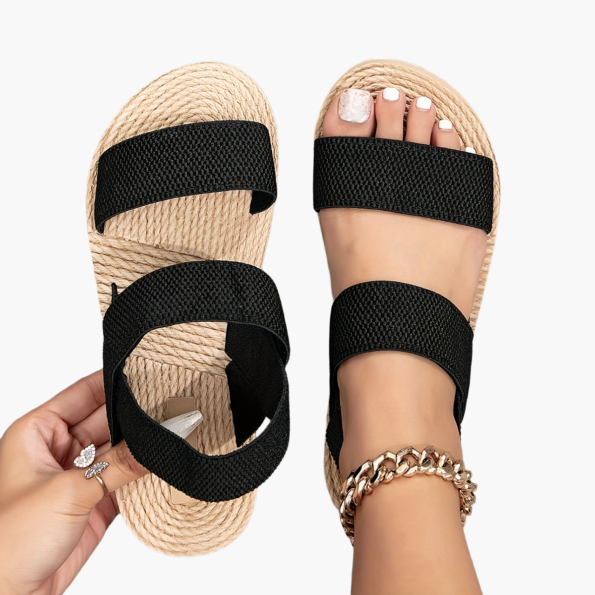 Damen Sommer Plateau Sandalen – Bequeme Freizeitsandalen mit Doppelriemen für Alltag und Urlaub