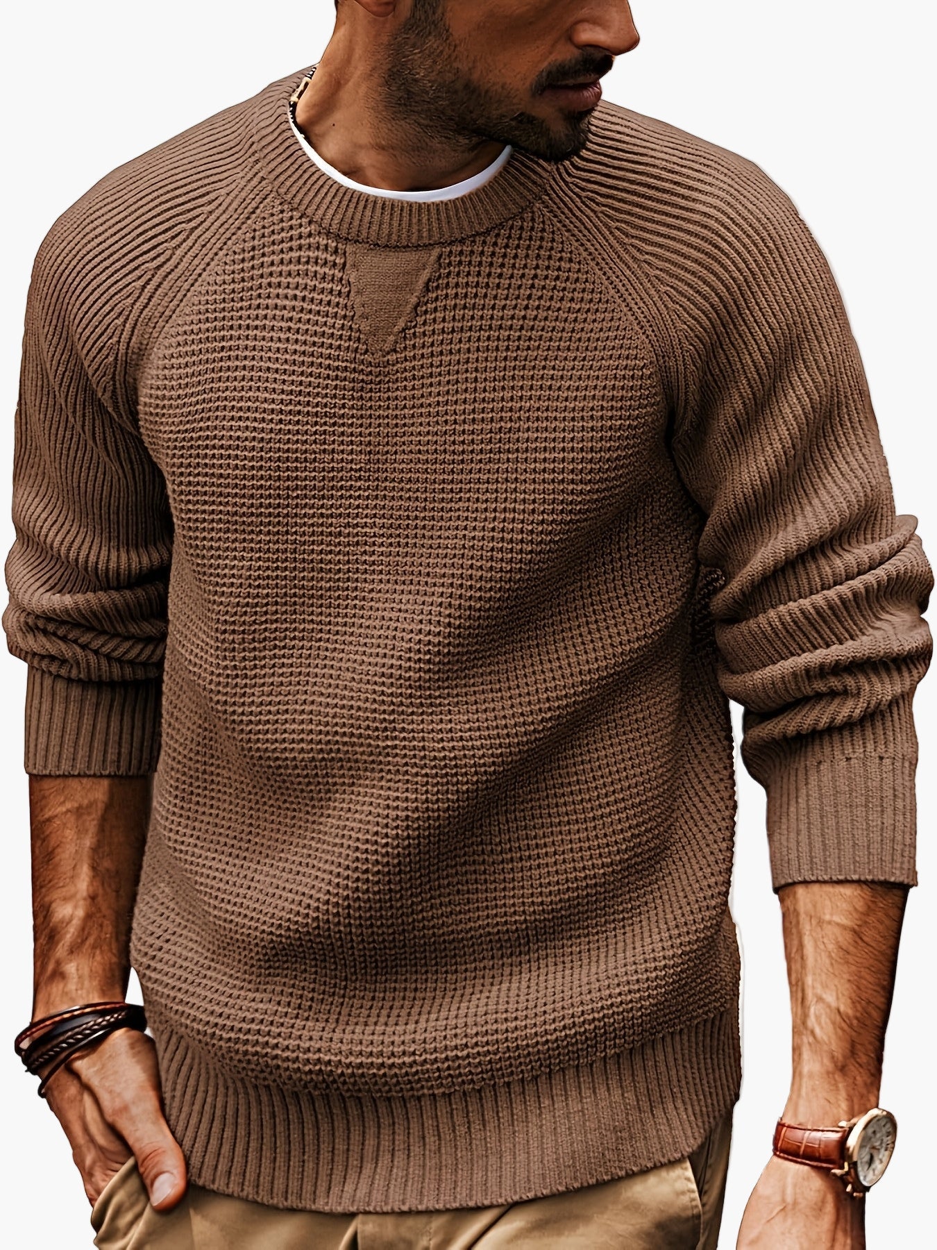 Herren Strickpullover Vintage Stil – Klassischer Rundhalsausschnitt, Perfekt für Alltag und Freizeit