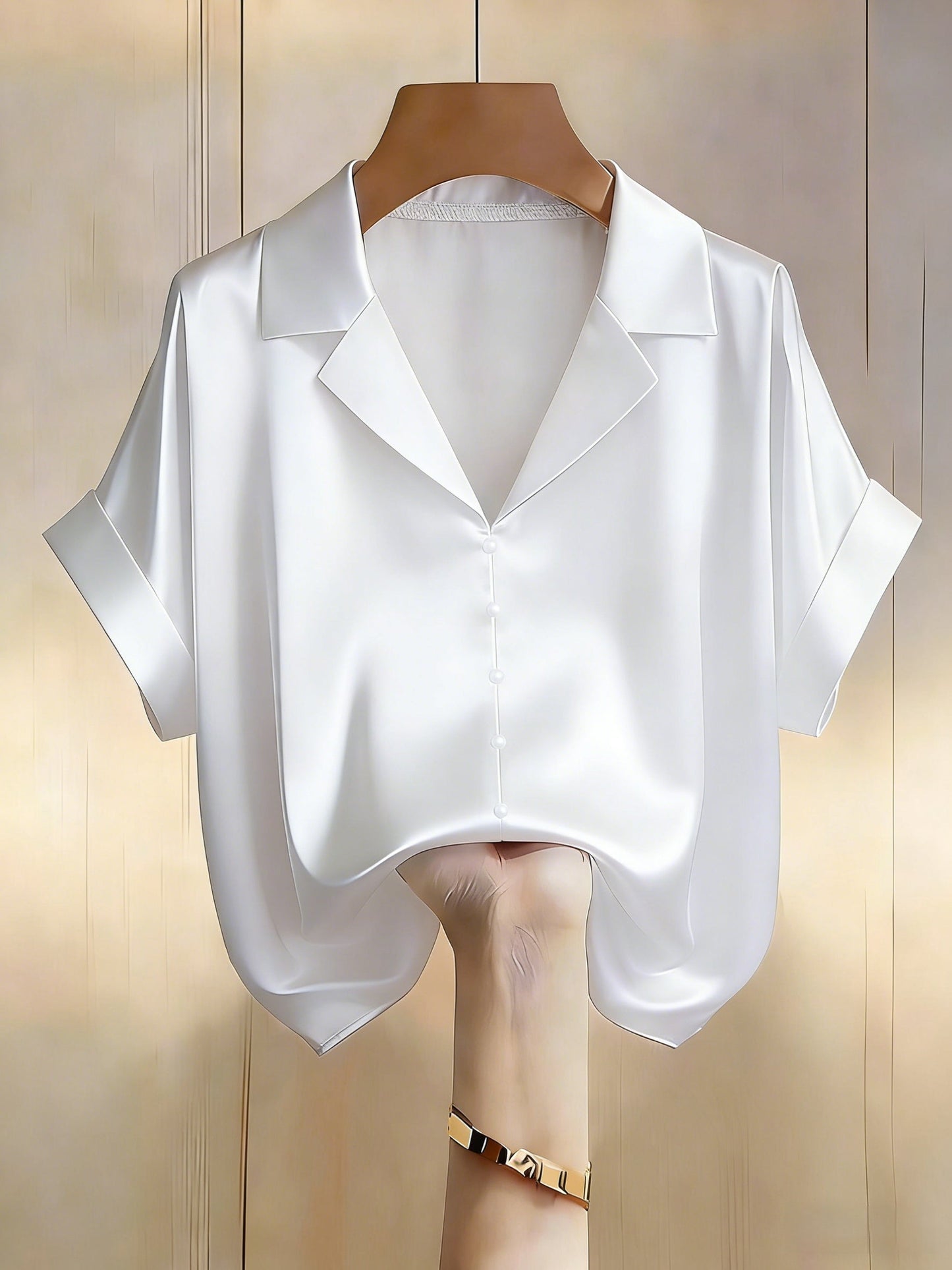 Damen Bluse Kurzarm mit Knopfleiste und klassischem Kragen – Eleganter Allrounder für Büro und Freizeit