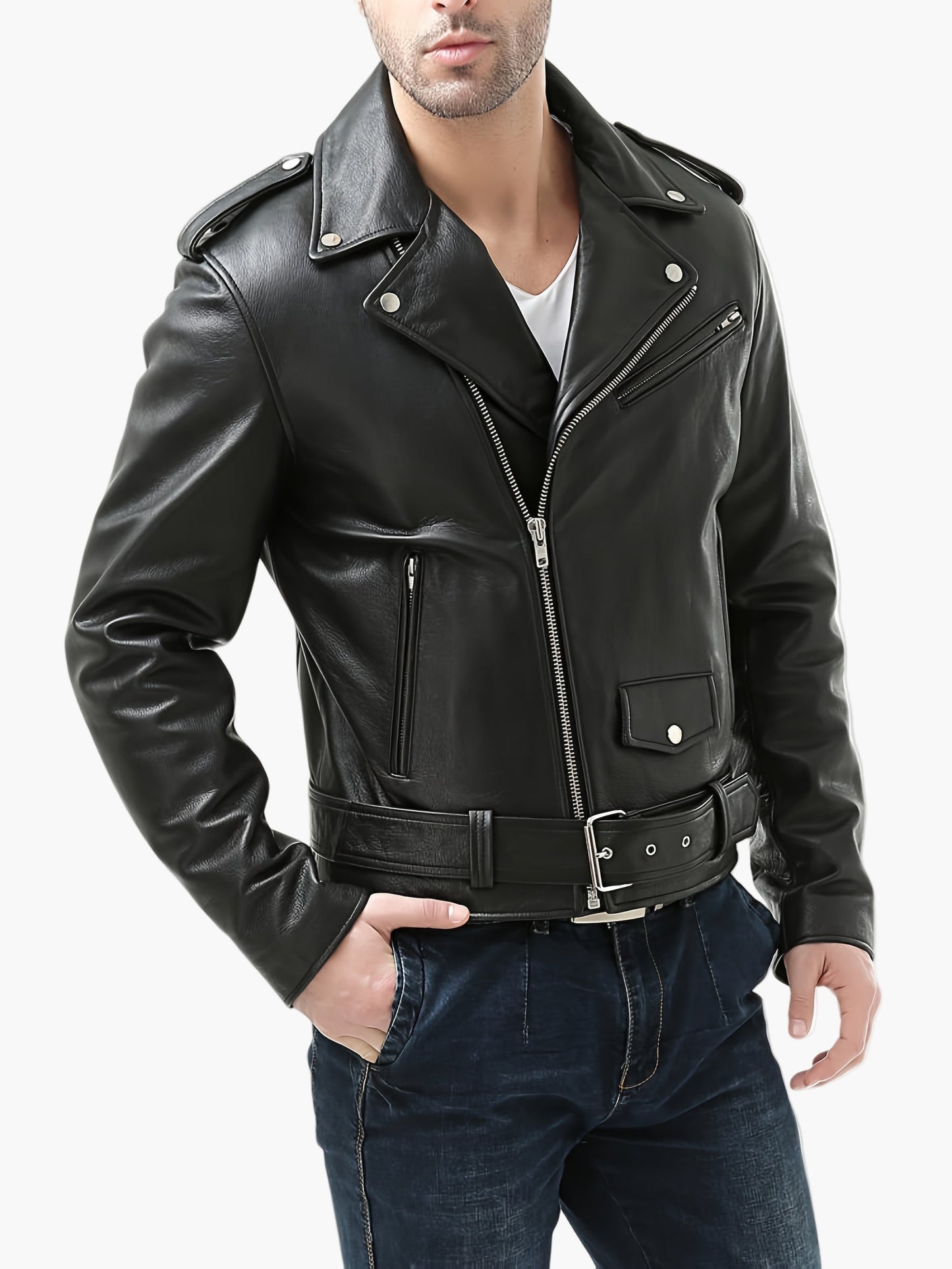 Herren Bikerjacke im Vintage-Stil – Modische Motorradjacke für Alltag und Freizeit