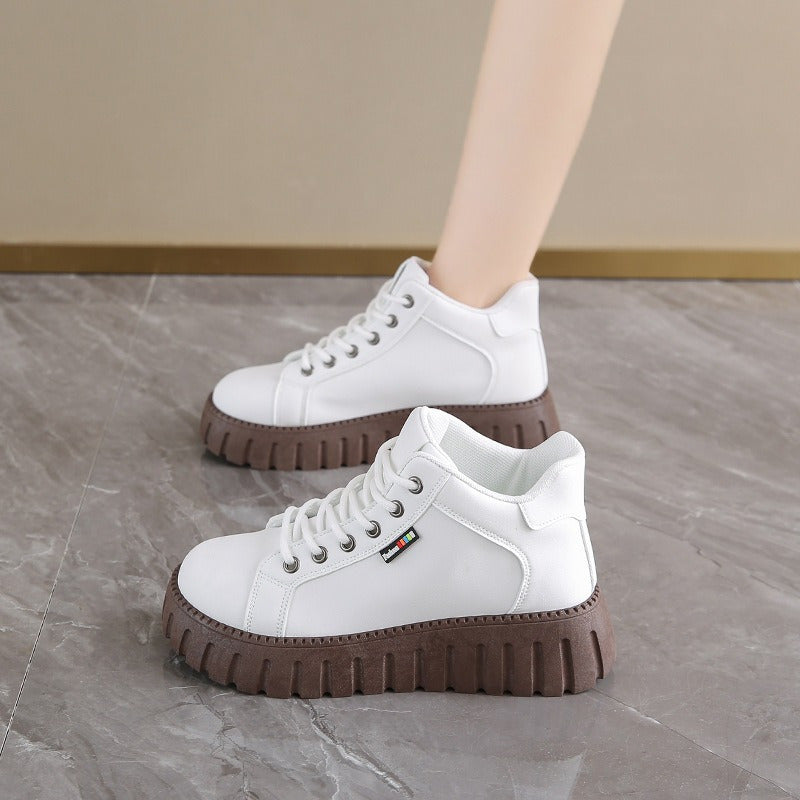 Damen Plateausneaker Schnürschuh mit Profilsohle